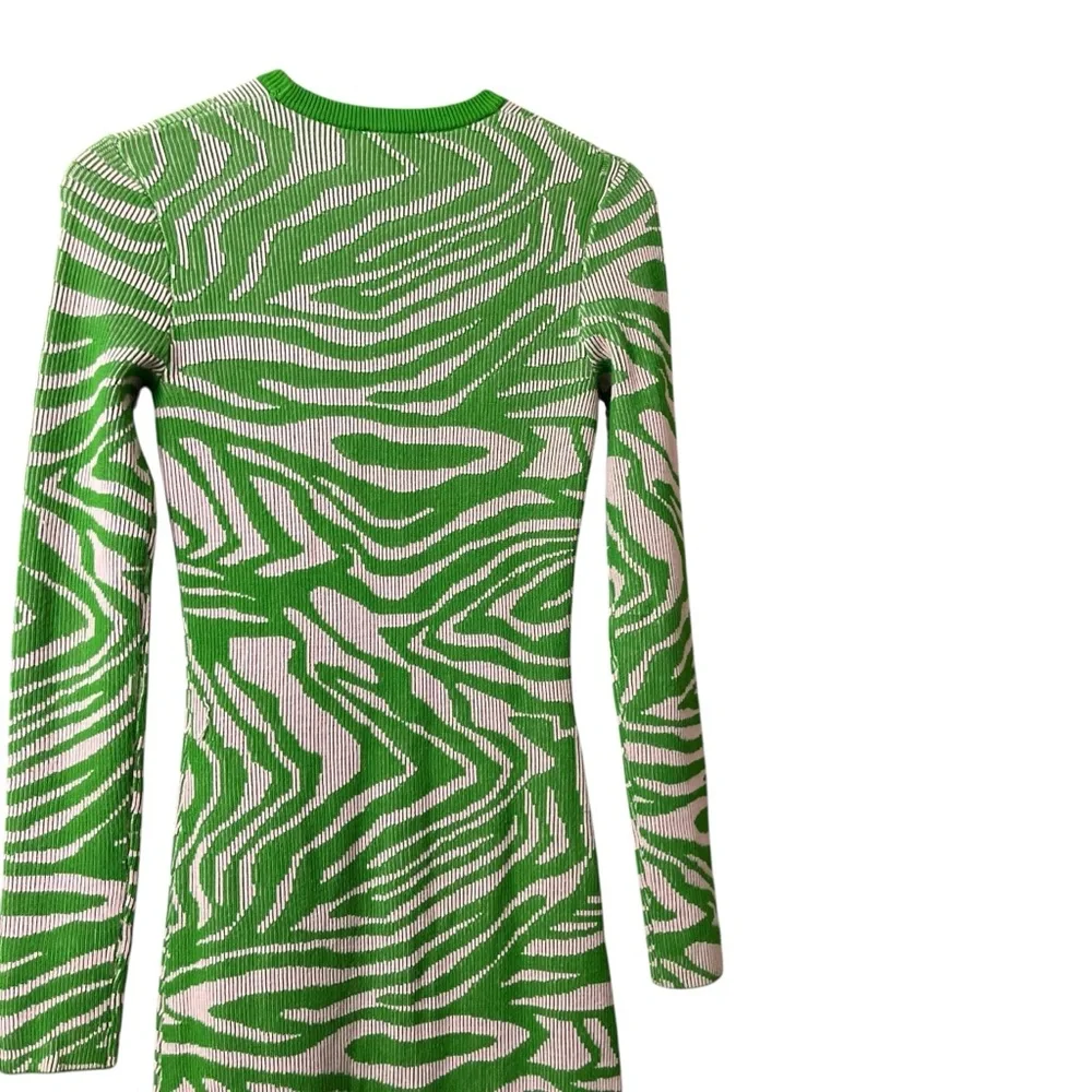 Stine Goya Chiara Knit Midi Dress Pastel Green Abstract Print Ribbed‎ Size XXS
